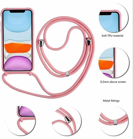 Samsung S20 FE Roze - TPU Back Cover met Koord