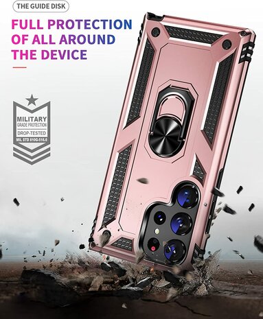 Samsung S23 Ultra Rosegoud - Armor met Kickstand Ring
