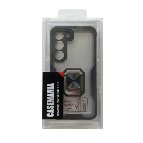 Samsung S23 Plus Zwart - Transparant Back Cover Kickstand Ring