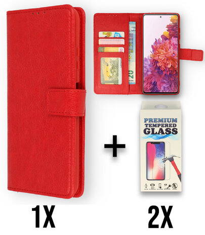 Reno 8T - Book Case &amp; 2X Glas - Rood