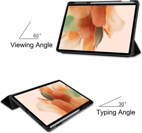 Samsung Tab S8 Plus - S7 FE &amp; Tab S7 Plus Blauw &amp; Glas - Smart Cover