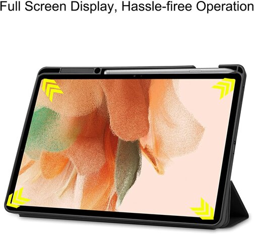 Samsung Tab S8 Plus - S7 FE &amp; Tab S7 Plus Blauw &amp; Glas - Smart Cover