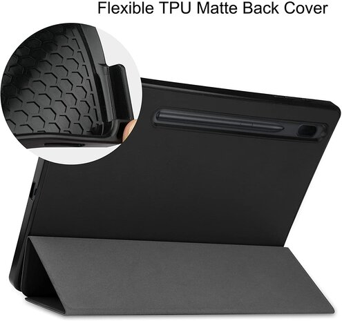 Samsung Tab S8 Plus - S7 FE &amp; Tab S7 Plus Blauw &amp; Glas - Smart Cover