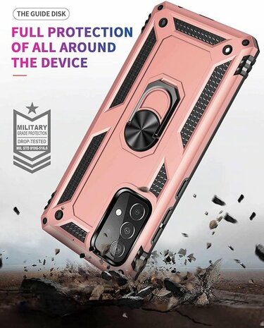 Samsung A72 Roségoud - Armor met Kickstand Ring