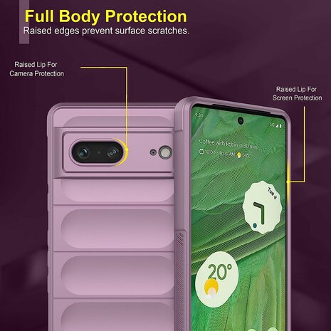 Pixel 7A Paars - Schok Bestendig - Siliconen Back Cover