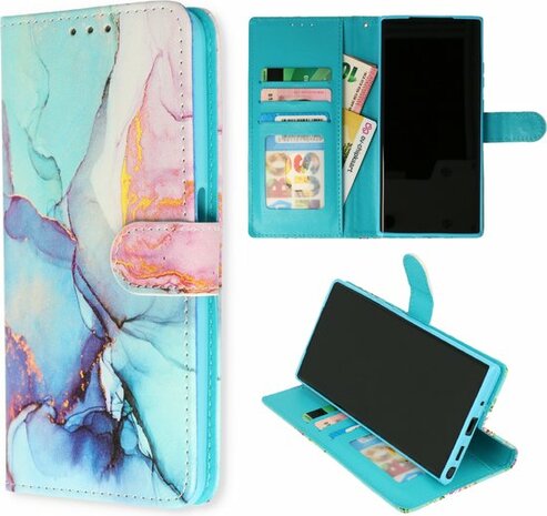 Samsung S21 FE met Marmer Nova Print - Book Case