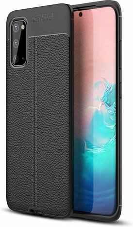 Samsung S20 - Leather Textured Back Cover - Zwart