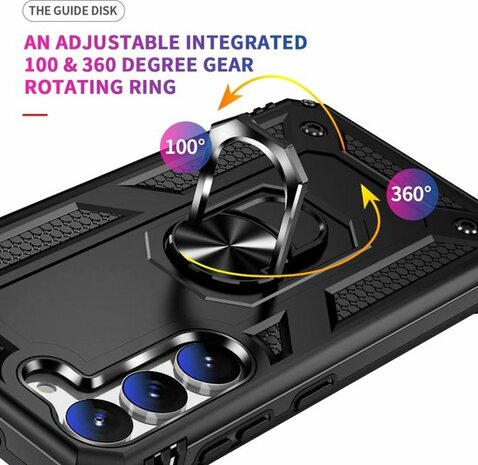 Samsung S23 Plus Zwart - Armor met Kickstand Ring