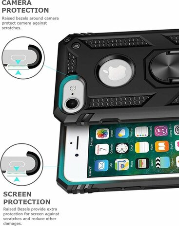 iPhone 7 &amp; 8 - Armor met Kickstand Ring - Zwart