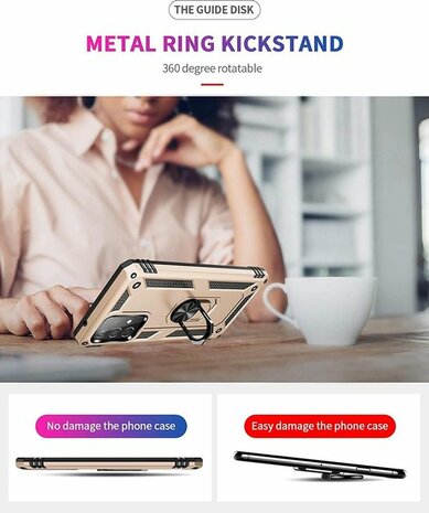 Samsung A72 Goud - Armor met Kickstand Ring