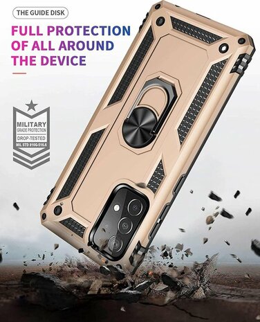 Samsung A72 Goud - Armor met Kickstand Ring
