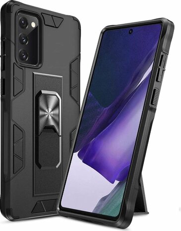 Samsung Note 20 Zwart - Magnetic Kickstand Armor Case