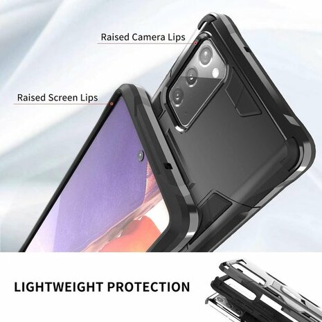 Samsung Note 20 Zwart - Magnetic Kickstand Armor Case