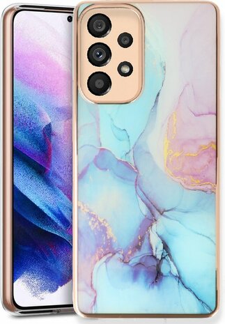 Samsung A03 - Marmer Back Cover - Blauw