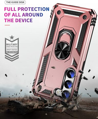 Samsung S23 Plus Rosegoud - Armor met Kickstand Ring