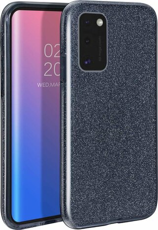 A41 - Glitter Back Cover &amp; Glas - Zwart