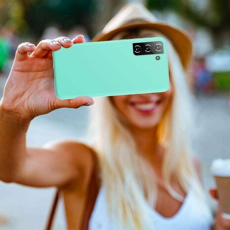 Samsung S21 - Siliconen Back Cover - Turquoise