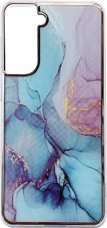 Samsung S21 FE - Marmer Back Cover - Blauw
