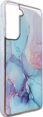 Samsung S21 FE - Marmer Back Cover - Blauw