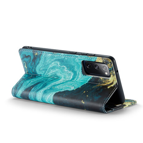 Samsung S21 FE Blue Aquamarine - Marmer Book Case