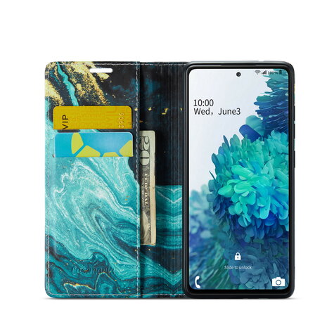 Samsung S21 FE Blue Aquamarine - Marmer Book Case