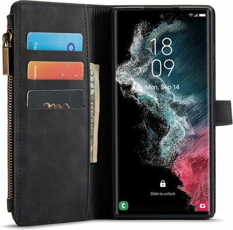 Samsung S22 Ultra Charcoal Gray - Book Case met Rits