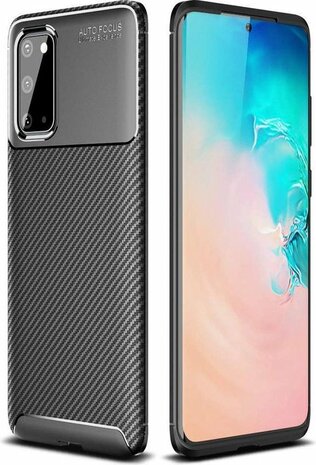 Samsung S20 Plus - Carbon Textured Back Cover - Zwart