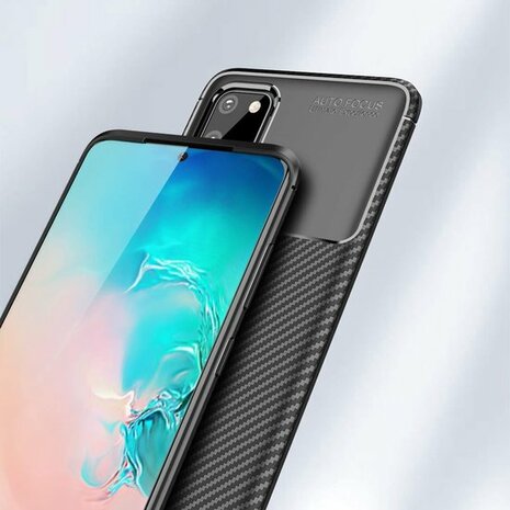 Samsung S20 Plus - Carbon Textured Back Cover - Zwart