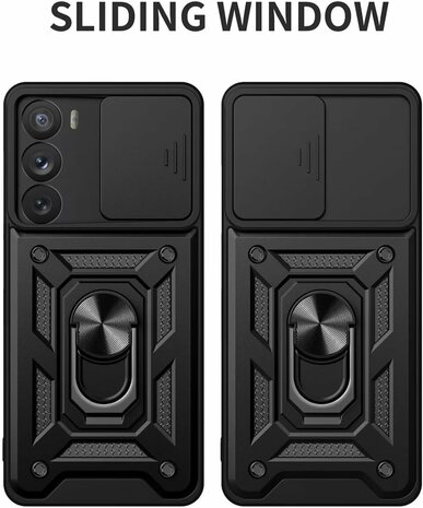 Oppo Reno 13 - Zwart &amp; 2x Glas - Armor met Kickstand