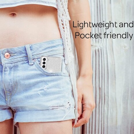 Samsung S21 Plus - Glitter Back Cover - Zilver