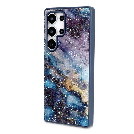 Samsung S23 Ultra - Diamant Marmer Glitter - Blauw
