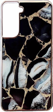 Samsung S21 FE - Marmer Back Cover - Zwart
