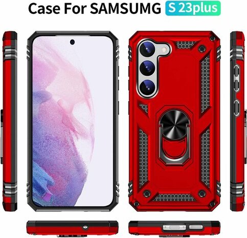 Samsung S23 Plus Rood - Armor met Kickstand Ring