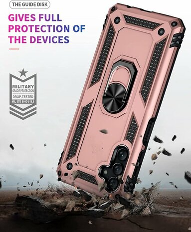 Samsung M23 Roségoud &amp; 2X Glas - Armor met Kickstand Ring