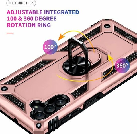 Samsung M23 Roségoud &amp; 2X Glas - Armor met Kickstand Ring
