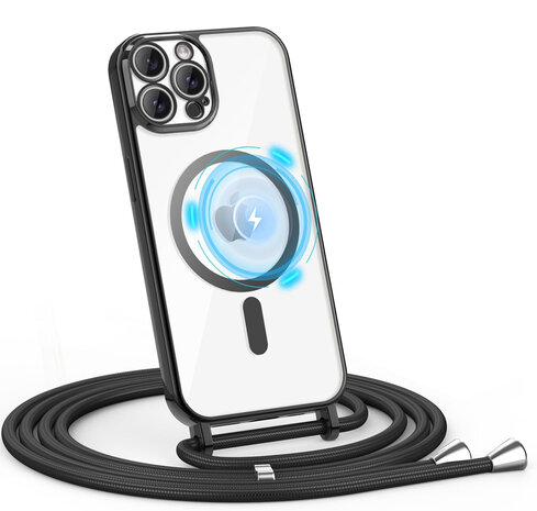 iPhone 16 Pro - MagSafe TPU met Koord - Zwart