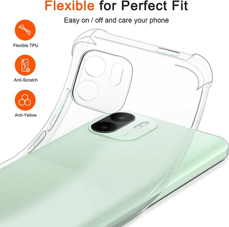 Redmi A1 &amp; A2 - Anti Shock &amp; 2x Glas - Transparant