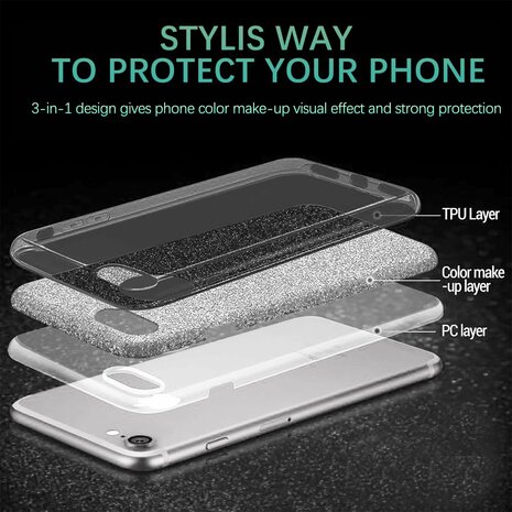 Samsung S24 Plus - Glitter Back Cover - Zwart