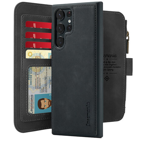 Samsung S24 Ultra Charcoal Gray - 2 in 1 Book Case met Rits