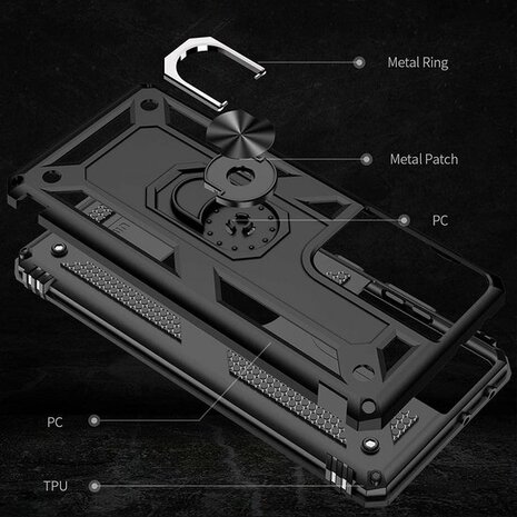 Samsung S21 Ultra Zwart - Armor met Kickstand Ring