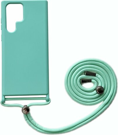 Samsung S22 Ultra Turquoise - TPU Back Cover met Koord