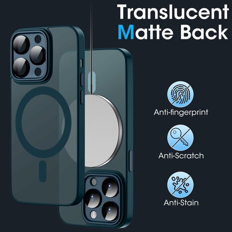 iPhone 15 Pro - Blauw - Matte Armor - Geschikt voor MagSafe