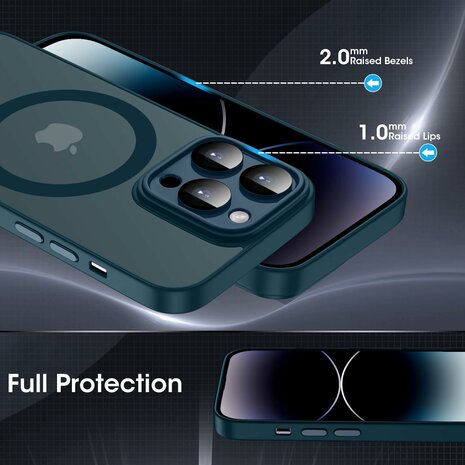 iPhone 15 Pro - Blauw - Matte Armor - Geschikt voor MagSafe