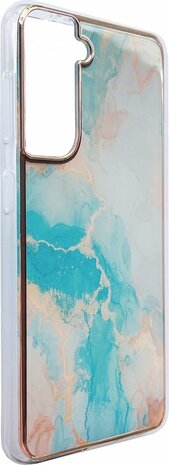 Samsung S21 FE - Marmer Back Cover - Aqua