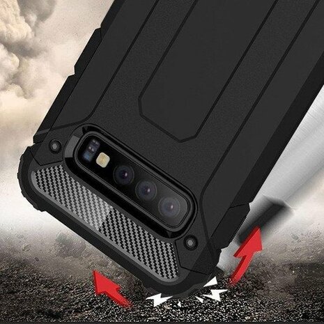 Samsung S10 Plus - Armor Back Cover - Zwart