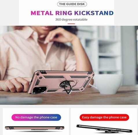 Samsung A71 - Armor met Kickstand Ring - Roségoud