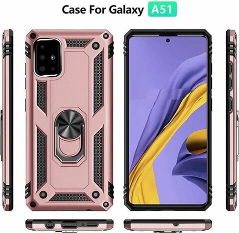 Samsung A71 - Armor met Kickstand Ring - Roségoud