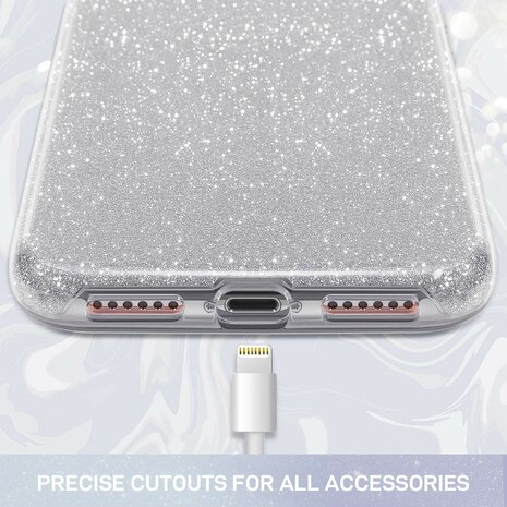 iPhone 11 - Glitter Back Cover - Zilver