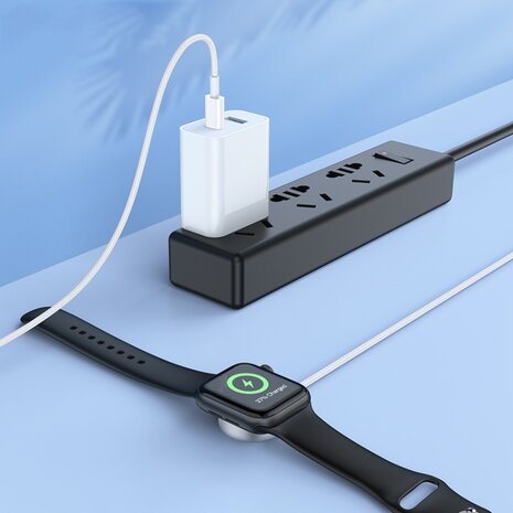 Hoco Draadloze Watch Oplader &amp; N27 USB C Stekker &amp; Oplaadkabel (1.2 meter) - Wit