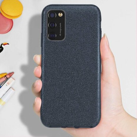 Samsung A41 - Glitter Back Cover - Zwart